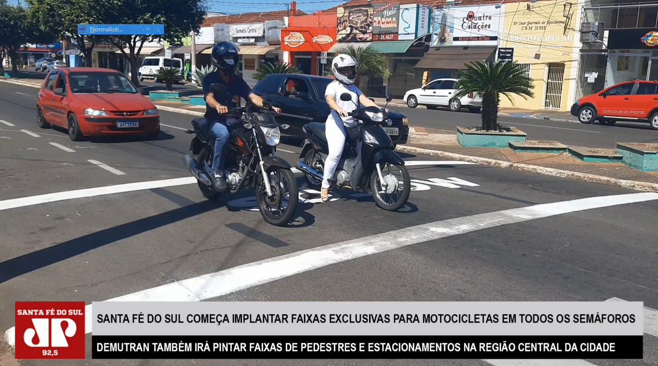 Santa Fé do Sul começa a implantar faixas exclusivas para motocicletas em todos os semáforos