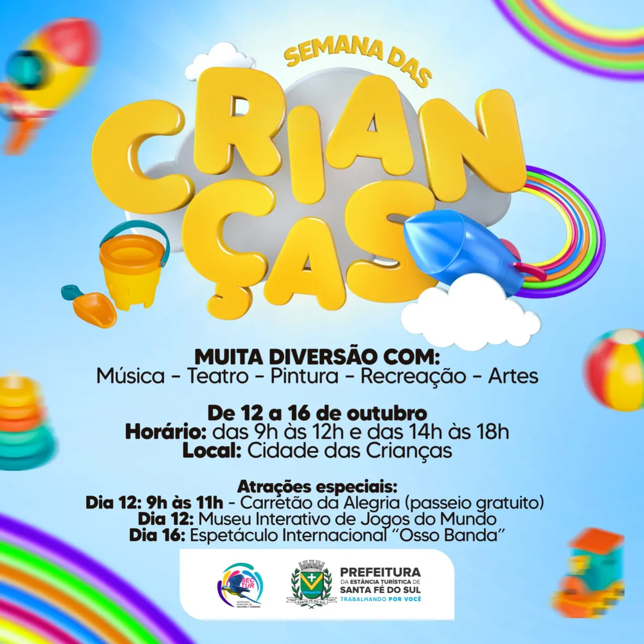 Prefeitura de Santa Fé do Sul promoverá Semana das Crianças com programação especial