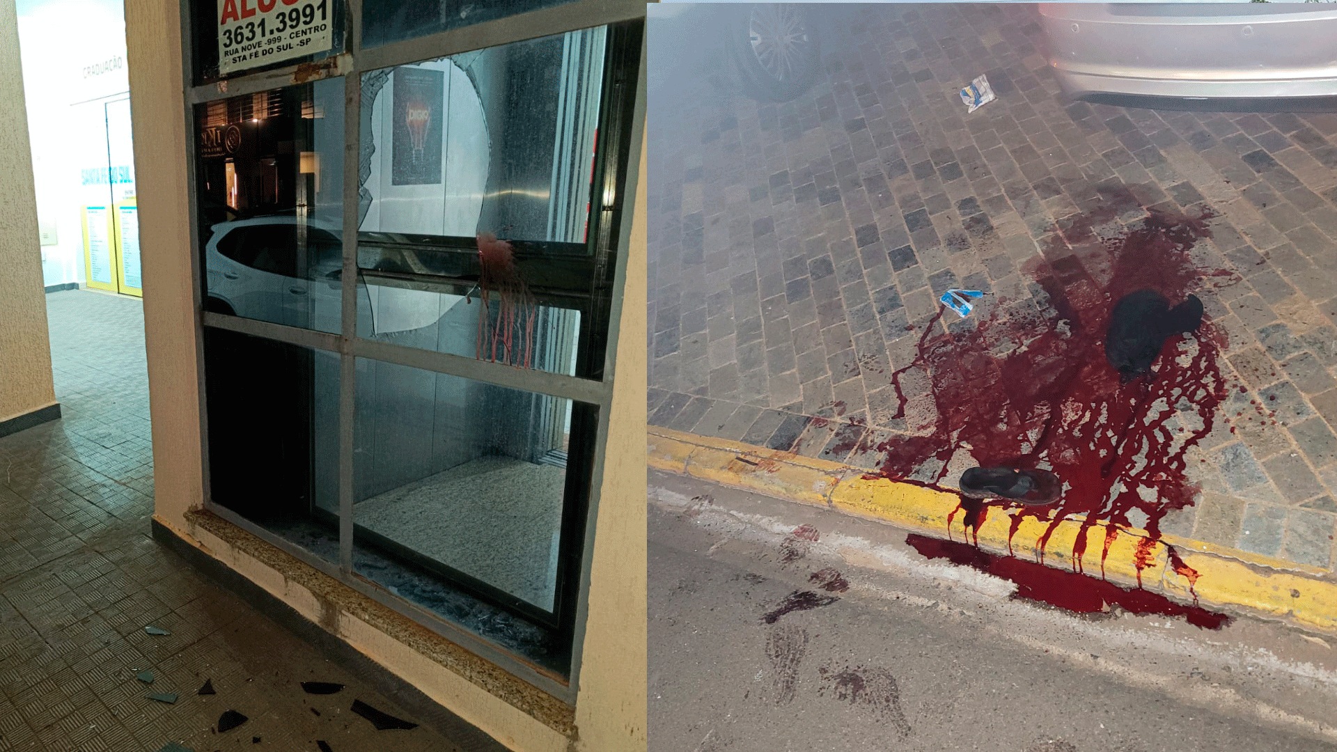 Adolescente corta o braço após 'surtar' e quebrar porta de vidro de prédio comercial no centro de Santa Fé do Sul
