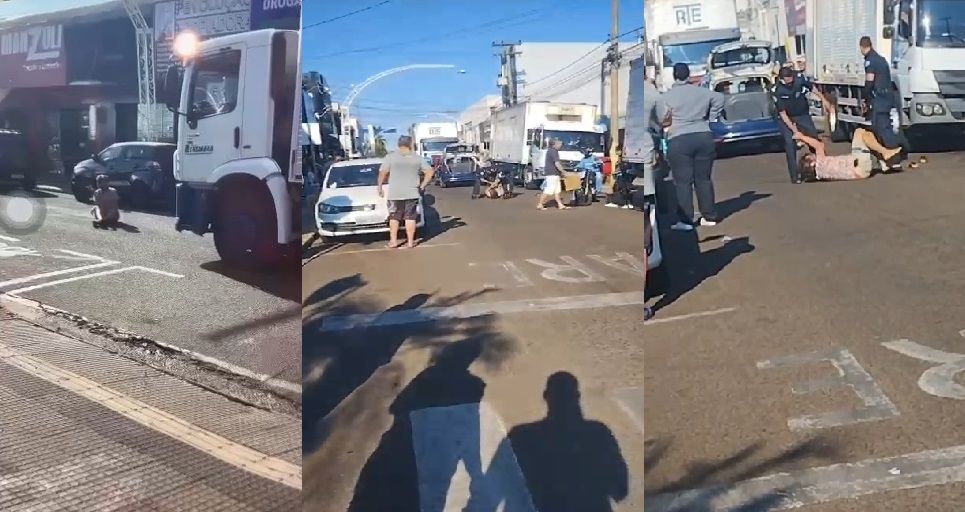 VÍDEO: Homem bloqueia passagem de veículos e causa tumulto no Centro de Santa Fé do Sul