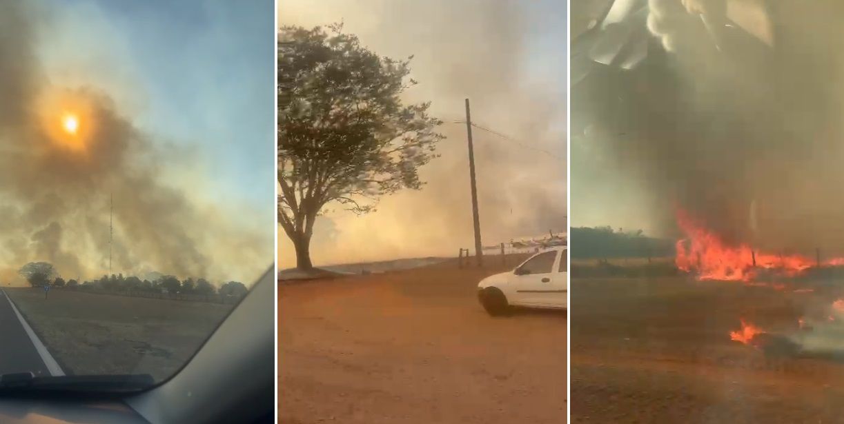 Incêndio de grandes proporções atinge área rural em Rubinéia e afeta abastecimento de energia e internet no município