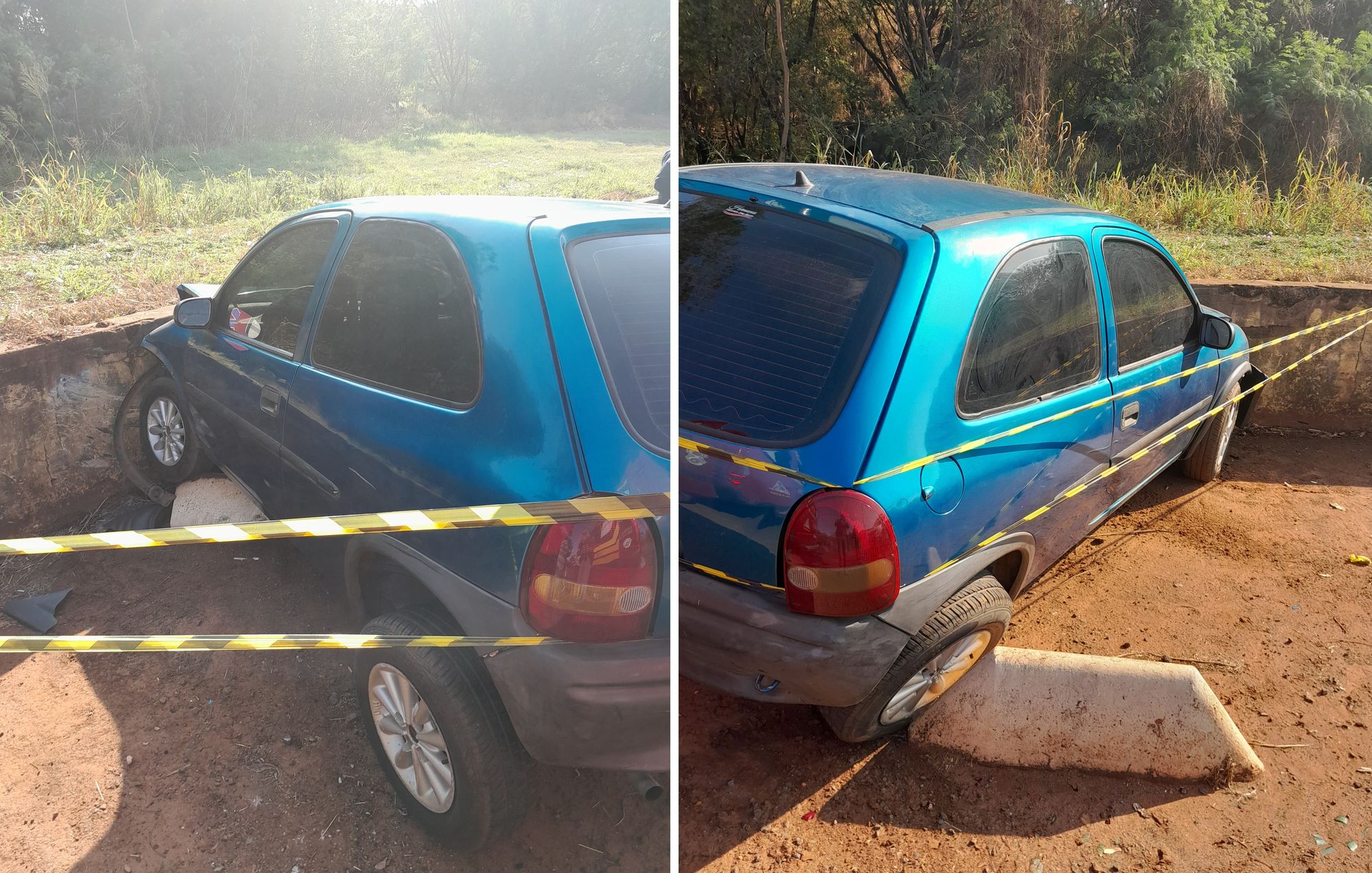 Motorista perde controle do carro e colide em mureta de concreto em vicinal de Santa Fé do Sul