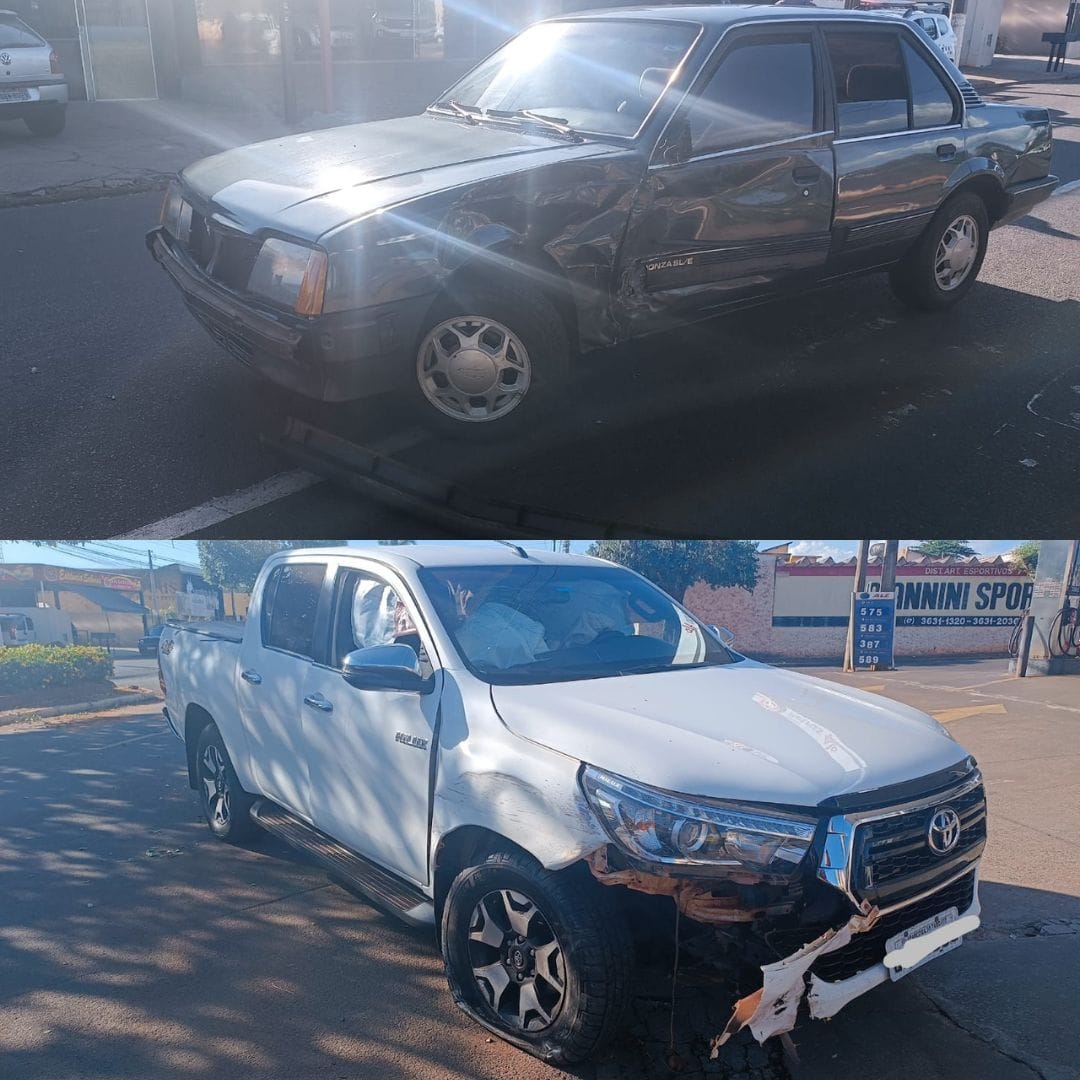 Carro e caminhonete se envolvem em acidente em Avenida de Santa Fé do Sul