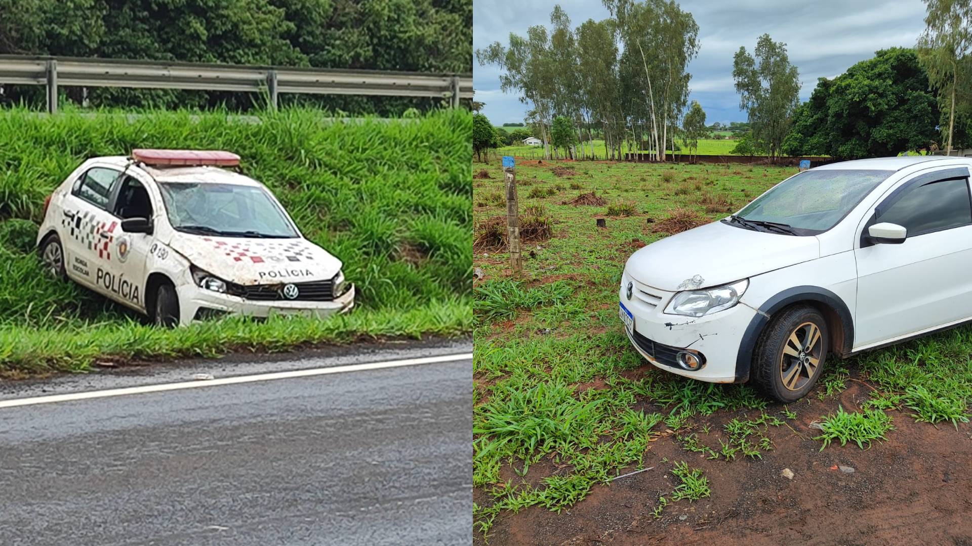 Viatura da PM se envolve em acidente na Rodovia Euclides da Cunha entre Meridiano e Fernandópolis