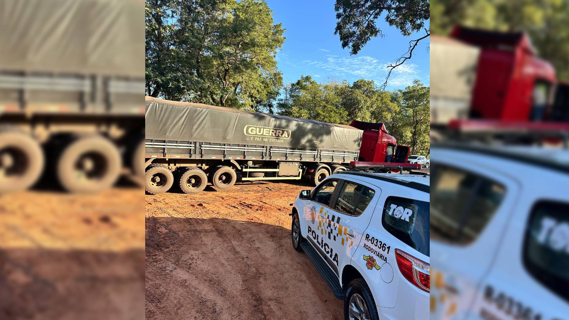 Carreta carregada com medicamentos e pneus ilegais é apreendida na rodovia Ettore Botura, em Três Fronteiras
