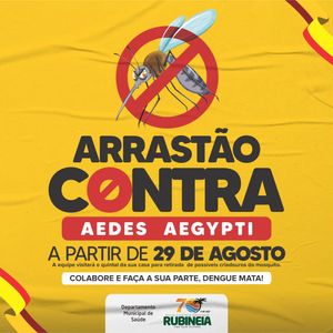 Rubinéia irá realizar arrastão contra a dengue na segunda-feira, dia 29 de agosto