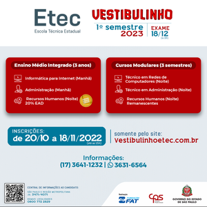 ETEC de Santa Fé do Sul está com inscrições abertas para vestibulinho