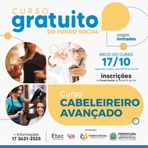 Santa Fé do Sul oferece curso avançado de cabeleireiro gratuito