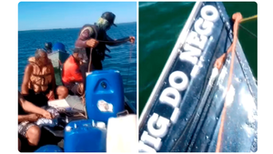 Barco afunda e família é resgatada após horas à deriva no Rio Grande em Santa Clara D'Oeste
