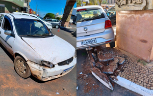 VÍDEO: Carro faz conversão proibida e atinge outro veículo no Centro de Santa Fé do Sul