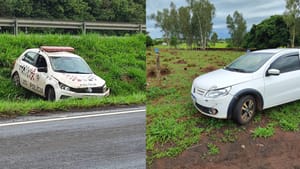 Viatura da PM se envolve em acidente na Rodovia Euclides da Cunha entre Meridiano e Fernandópolis