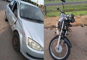 Motociclista de 64 anos fica ferido em acidente com carro em Santa Fé do Sul