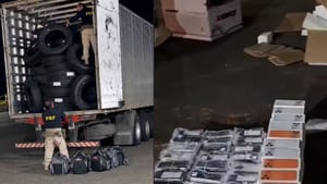 PRF apreende mais de 400 celulares escondidos em carga de pneus na BR-153 em Rio Preto