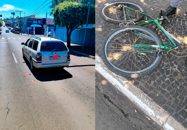 Ciclista fica ferido após colidir na traseira de carro em Santa Fé do Sul
